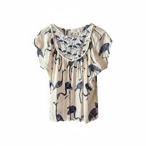 Anthro Corey Lynn Calter Flamingo Print Blouse XS
